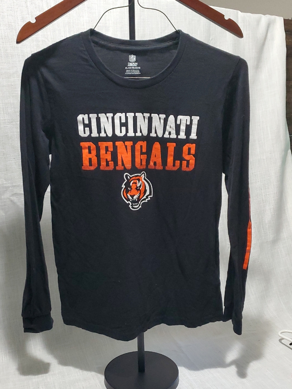 NFL Kids Cincinnati Bengals Long Sleeve Tee - Black & Orange Sz XL 16/18